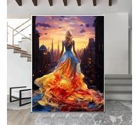 Yocheng Toile de peinture abstraite de nuit étoilée pour fille,Art mural fantaisie,affiche imprimée pour galerie,décoration de maison,salon 40x50cm sans cadre