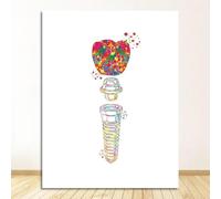 Yocheng Toile de peinture d'anatomie, tableau de dentiste, Art mural médical, aquarelle, décor mural de clinique, équipement dentaire, affiche de dents 30x40cm sans cadre