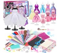YOCOLE 1000+ Fashion Design Kit, Création de Mode Couture Enfants avec 5 Mannequins, Loisirs Créatifs Activites Manuelles avec Carnet de Croquis, Cadeau D'anniversaire Fille 6 7 8 9 10 11 12 Ans