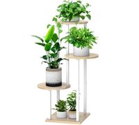 YOCOMEY Étagère à fleurs en bois pour 4 animaux - Étagère en métal - Support de fleurs à plusieurs étages - Banc de fleurs - Escalier pour plantes - Étagère sur pied pour l'intérieur et l'extérieur -