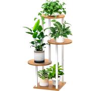 YOCOMEY Étagère à fleurs en bois pour 4 animaux - Étagère en métal - Support de fleurs à plusieurs étages - Banc de fleurs - Escalier pour plantes - Étagère sur pied pour l'intérieur et l'extérieur -