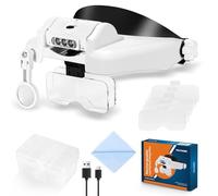 YOCTOSUN Loupe Frontale LED Rechargeable Grossissante Électronique avec Zoom 1x à 14x avec Lumières pour Travaux de Près, Couture, Artisanat, Bijoux, Réparation de Montres