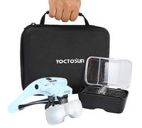 YOCTOSUN Loupes avec 4 lumières LED, loupe à montage sur la tête avec étui de rangement, 5 lentilles, bandeau, visière, mains libres, pour loisirs créatifs et travaux de près