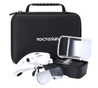 YOCTOSUN Lunettes loupes avec lumière LED, loupe de tête avec 5 lentilles, bandeau, étui de rangement, mains libres éclairées pour travaux de près