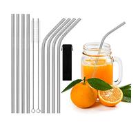 YOCZOX 8 Pcs Pailles en Acier Inox 20oz Pailles Réutilisable Paille à Boire Paille Coudée Pailles Stainless Steel Paille en Métal avec 2 Pcs Brosse Métallique Douce de Nettoyage