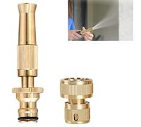 YODAOLI Brass Heavy Duty Hose Nozzle, Adjustable Brass Hose Nozzle, High Pressure Garden Hose Nozzle Heavy Duty, Brass Hose Nozzles Jet Sweeper Nozzle Set (Nozzle + 6 Water Points)