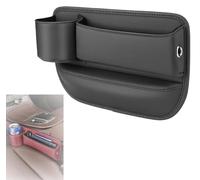 YODAOLI Car Leather Cup Holder Gap Bag, 2024 New Seat Gap Storage Box with Cup Holder, Leather Car Seat Storage Box, Car Seat Gap Filler Organizer (for Driver's Seat,Black)