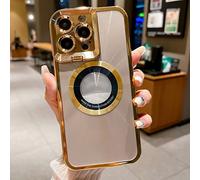 YODAOLI Magnetic for iPhone Case with Lens Mount, 2023 New Lens Holder Magnetic Phone Case, Luxury Plating Transparent Shockproof Case for iPhone 14/13/12/11Pro Max (Gold,for iPhone 14Pro Max)