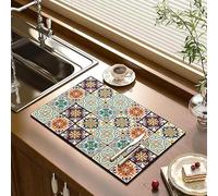 YODAOLI Retro Quick-Drying Water-Draining Mat for Kitchen Bar Countertops (L:400 * 600mm(15.7 * 23.6''),Style-E)
