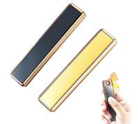 YODAOLI Windproof USB Arc Lighter, Slim Profile Coil Lighter, USB Arc Lighter Rechargeable, Dual Arc Lighter Plasma Flameless, USB Rechargeable Lighter, Windproof Flameless Lighter (Black+Gold)