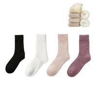 YODAOLI Winter Thermal Socks, Winter Thermal Wool Socks for Womens, Wool Socks for Women, Cashmere Socks, Womens Solid Color Super Thick Wool Socks (4 Pairs,M)