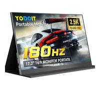 Yodoit Écran Portable 17,3" 2,5K, QHD 180Hz IPS 2560 x 1440 Ecran 16:9 avec Port USB Type C HDMI Haut-parleurs Intégrés et Smart Cover Compatible avec PC, Ordinateur Portable, MacBook, PS3/4/5, Switch