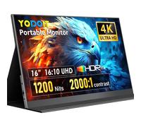 Yodoit Moniteur portable 16 pouces 4K 3840 x 2400 UHD 1200 nits écran avec Smart Cover, écran IPS avec type C, mini-HDMI, haut-parleurs intégrés, compatible avec PC, ordinateur portable, MacBook, PS3