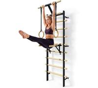 YODOLLA 213CM Espalier Gym,Barre de Traction Murale,Dips et Anneaux,120 kg | Espalier avec barre de traction, dips réglables et anneaux, adapté aux adultes et enfants pour divers exercices