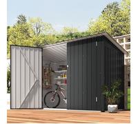 YODOLLA Abri de Jardin en Métal avec 2 Portes pour Vélo - 203 x 97 x 142 CM - Gris