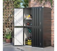 YODOLLA Abri de Jardin Métal, Armoire de Rangement Extérieure à 3 Niveaux, Étagères Réglables & Portes Verrouillables, pour Jardin, Garage, Stockage d’Outils, 117x76x178cm, Gris foncé