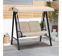 YODOLLA Balancelle de Jardin 2 Places - Balancoire Extérieure avec Auvent Réglable & Coussin Épais - Grand Confort - 143 × 95 × 153 cm (Beige)