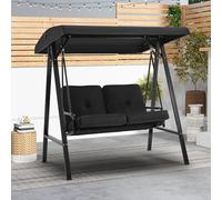 YODOLLA Balancelle de Jardin 2 Places - Balancoire Extérieure avec Auvent Réglable & Coussin Épais - Grand Confort - 143 × 95 × 153 cm (Noir)