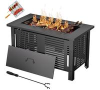 YODOLLA Brasero Extérieur 3 en 1 - Table à Feu Multifonction - Chauffage, Barbecue avec Grille - pour Jardin, Terrasse - Gris