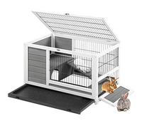 YODOLLA Cage Lapins en Bois Intérieur, Clapier à Lapin, Porte Verrouillable Toit
