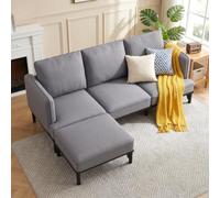 YODOLLA Canapé Dangle 3 Places,Méridienne Réversible Canapé Modulable,Gris | 192CM Moderne Sectionnel Gris 3-4 Places avec Repos-Pieds - Idéal pour Salon (Forme L/Chaise Longue)