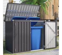 YODOLLA Lot de 2 boîtes à poubelles avec vérin à gaz - Armoire de jardin en métal - Gris