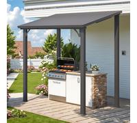 YODOLLA Pergola adossée Aluminium 1.5 x 2.5m, Gazebo à Toit Rigide, Pergola Murale pour Terrasse Extérieur, Pavillon de Jardin, Toit Incliné pour Ombre - Résistant aux UV & Intempéries - Noir