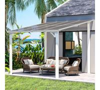YODOLLA Pergola adossée Aluminium 3 x 3 m - Pergola Jardin Exterieur - Toit Incliné pour Ombre - Résistant aux UV & Intempéries - Blanc
