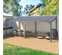 YODOLLA Pergola Aluminium 3 x 6 m - Pergola Jardin Exterieur - Toit Incliné pour Ombre - Résistant aux UV & Intempéries - Noir