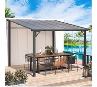 YODOLLA Pergola Murale en Aluminium et Polycarbonate - Résistante aux intempéries - 3 x 3m - Gris