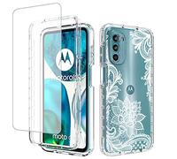 Yodueiv Coque de protection intégrale pour Motorola Moto G52 4G/Moto G82 5G/Moto G71S 5G XT225-1 avec protection d'écran en verre trempé, motif mandala transparent