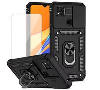 Yodueiv Coque pour Redmi 9C/Redmi 10A/Redmi 9C NFC/Redmi 9 Activ avec protection d'écran en verre trempé et protection de caméra coulissante, anneau magnétique, support de voiture pour Xiaomi Redmi 9C