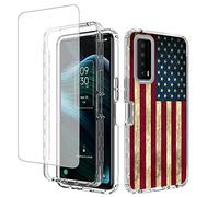 Yodueiv Coque pour TCL Stylus 5G 2022 (T779W) avec protection d'écran en verre trempé, coque de protection intégrale pour TLC Stylo G5 TCL Stylus 5G (drapeau américain)