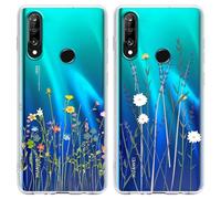 Yoedge 2 Pièces Coque pour Huawei P30 Lite / P30 Lite New Edition 6,15", Ultra Fine Souple Transparente Silicone TPU avec Motif Fleur Design Étui, Antichoc Anti-Rayures Bumper Protection Housse