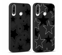 Yoedge 2 Pièces Coque pour Huawei P30 Lite / P30 Lite New Edition 6,15", Ultra Souple Noir Silicone TPU avec Motif Étoile Design Étui pour Filles Femmes, Antichoc Anti-Rayures Bumper Protection Housse