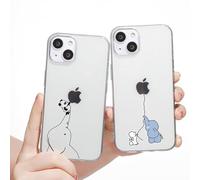 Yoedge 2 pièces Coque pour iPhone 14 / iPhone 13 6,1", Etui Transparente Silicone Gel TPU Souple Cover avec Mignon Motif Dessin, Housse de Protection Antichoc Bumper Case pour iPhone 14/13, Elephant