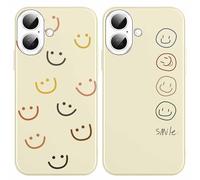 Yoedge 2 Pièces Coque pour iPhone 16 6,1", Ultra Fine Souple Silicone TPU avec Motif Smile Face Design Étui, Antichoc Anti-Rayures Bumper Protection Housse pour iPhone 16