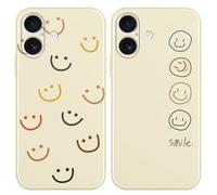 Yoedge 2 Pièces Coque pour iPhone 17, Ultra Fine Souple Silicone TPU avec Aesthetic Motif Smile Face Design Étui Cover Case, Antichoc Anti-Rayures Bumper Protection Housse pour iPhone 17 6,3"
