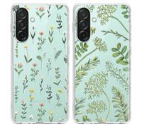 Yoedge 2 Pièces Coque pour Samsung Galaxy A36 6,64", Transparente Souple Silicone TPU avec Motif Feuille Fleur Étui pour Filles Femmes, Antichoc Anti-Rayures Bumper Protection Housse pour Samsung A36