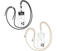 Yoedge 2 pièces Cordon Telephone Portable,Universelle Téléphone en Bandoulière avec Patch,Réglable Amovible en Nylon Pendentifs Collier Cordon Compatibles avec Plupart des Smartphones - Noir + Or