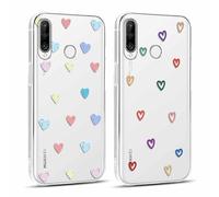 Yoedge 2 pièces Transparente Coque pour Huawei P30 Lite / P30 Lite New Edition 6,15" Motif de Coeur d'amour Fille Femme Étui, Housse de Protection Antichoc TPU Flexible Mignon Aesthetic Design Case