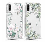 Yoedge 2 pièces Transparente Coque pour Huawei P30 Lite / P30 Lite New Edition 6,15" Motif de Fleurs et Feuilles Fille Femme Étui, Housse de Protection Antichoc TPU Mignon Aesthetic Design Case Cover