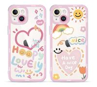Yoedge 2 Piezas Funda para iPhone 13 6,1",Transparente Aesthetic Corazón de Amor Dibujos Carcasa para Mujer Niñas,Ultra Delgado Suave TPU Silicona Case Antigolpes Anti-arañazos Cover para iPhone 13,02