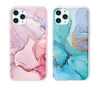 Yoedge 2 Piezas Para Apple iPhone 12 Pro Max marmol Funda,Rosa y Blanco Silicona Carcasa Mate Suave TPU Protección,Ultra Delgada TPU Anti-Choque Case Funda Para iPhone 12 Pro Max 6,7 Pulgada,Mármol