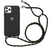 Yoedge Coque avec Cordon pour Samsung Galaxy S9, TPU Souple Silicone Mat Etui Antichoc Cover avec Réglable Collier Chaîne Portable Cœur Blanc Motif Housse pour Samsung S9 (5,8 Pouce), Noir