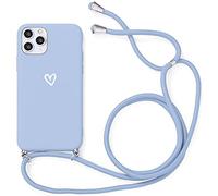 Yoedge Coque avec Cordon pour Xiaomi Redmi Note 8T, TPU Souple Silicone Mat Etui Antichoc Cover avec Réglable Collier Chaîne Portable Cœur Blanc Motif Housse pour Redmi Note8T (6,3 Pouce), Bleu