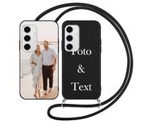 Yoedge Coque Personnalisée avec Cordon pour Samsung Galaxy S24 5G Personnalisable 6,2", Étui Colliers Housse Personnaliser Custom avec Photo Image Texte Nom Noir Telephone Cover pour Samsung S24