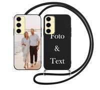 Yoedge Coque Personnalisée avec Cordon pour Samsung Galaxy S25 Plus/S25+ 5G Personnalisable 6,8", Étui Colliers Housse Personnaliser Custom avec Photo Image Texte Nom Noir Cover pour Samsung S25+ 5G