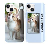 Yoedge Coque Personnalisée pour Apple iPhone 14 Plus 6,7", Personnalisable Housse Étuis avec Photo Image Texte Etui, Mince TPU Silicone Antichoc Protection Custom Cover pour iPhone 14 Plus, Bleu Clair