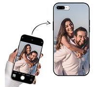 Yoedge Coque Personnalisée pour Apple iPhone 7 Plus / 8 Plus Case 5,5" Personnalisable Housse avec Votre Propre Photo Image Texte Nom Étuis Souple TPU Personnaliser Custom Nero Cover